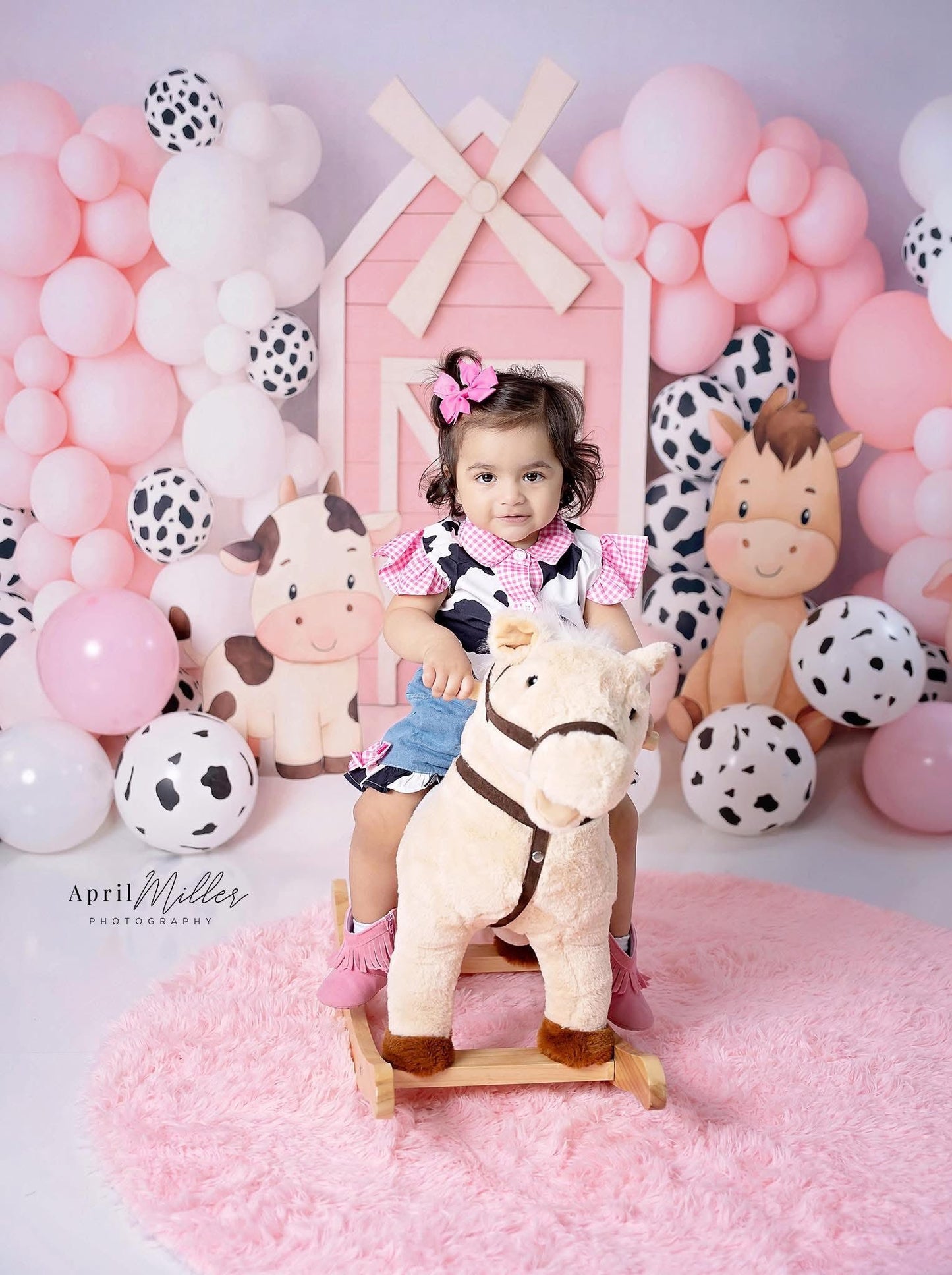 Avezano Pink Farm Birthday Backdrop Designed By Polly Ro Design
