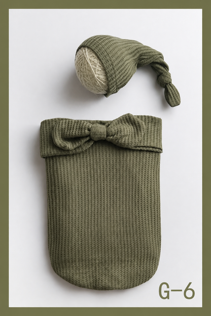 Avezano Newborn Stretch Swaddle Wrap with Hat Baby Photography Props Set