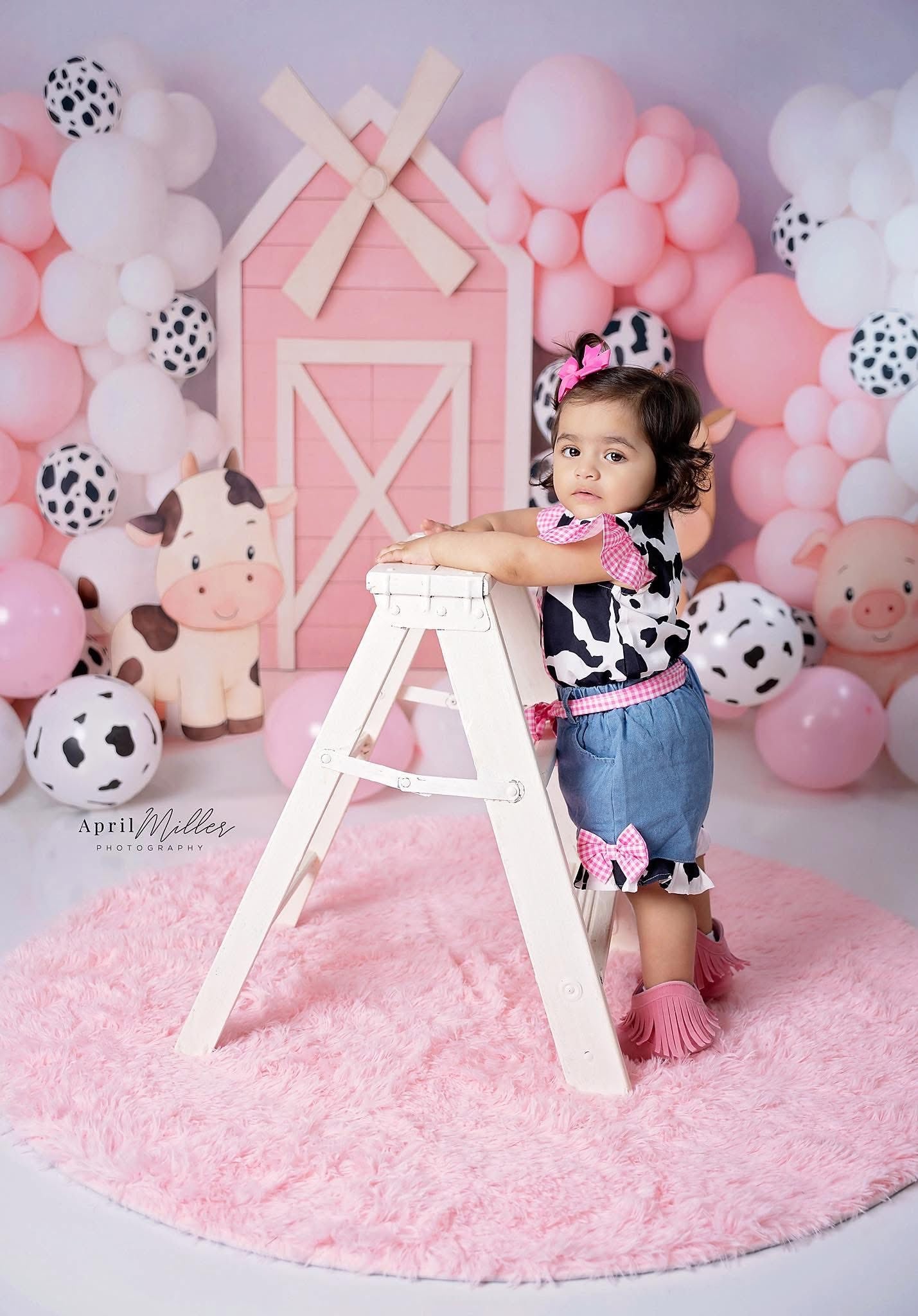 Avezano Pink Farm Birthday Backdrop Designed By Polly Ro Design