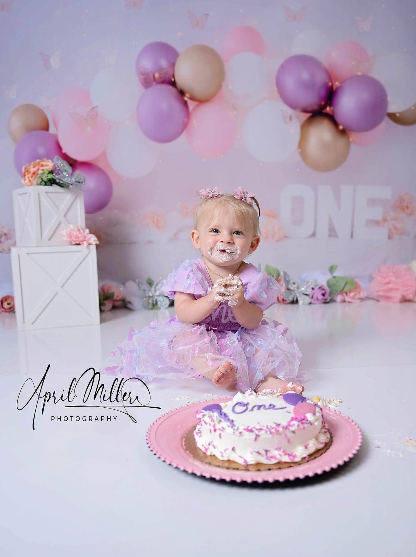 Avezano Baby One Birthday Balloon Backdrop for Photography By Miwako Lucy Photography
