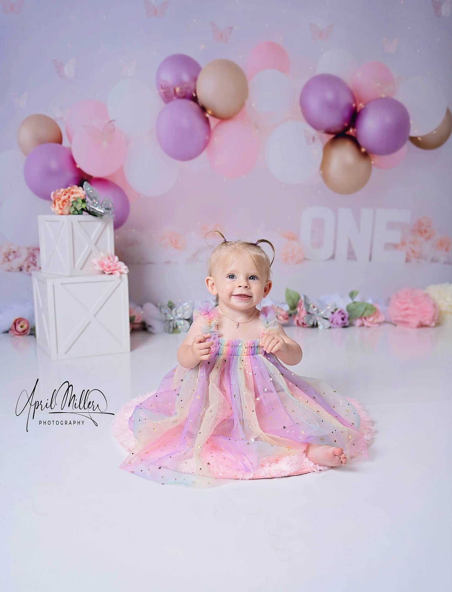 Avezano Baby One Birthday Balloon Backdrop for Photography By Miwako Lucy Photography
