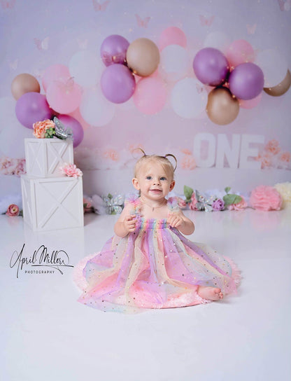 Avezano Baby One Birthday Balloon Backdrop for Photography By Miwako Lucy Photography