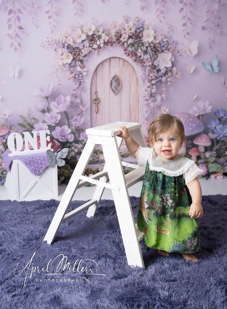 Avezano Pastel Fairy Door Mushroom Floral Photography Background