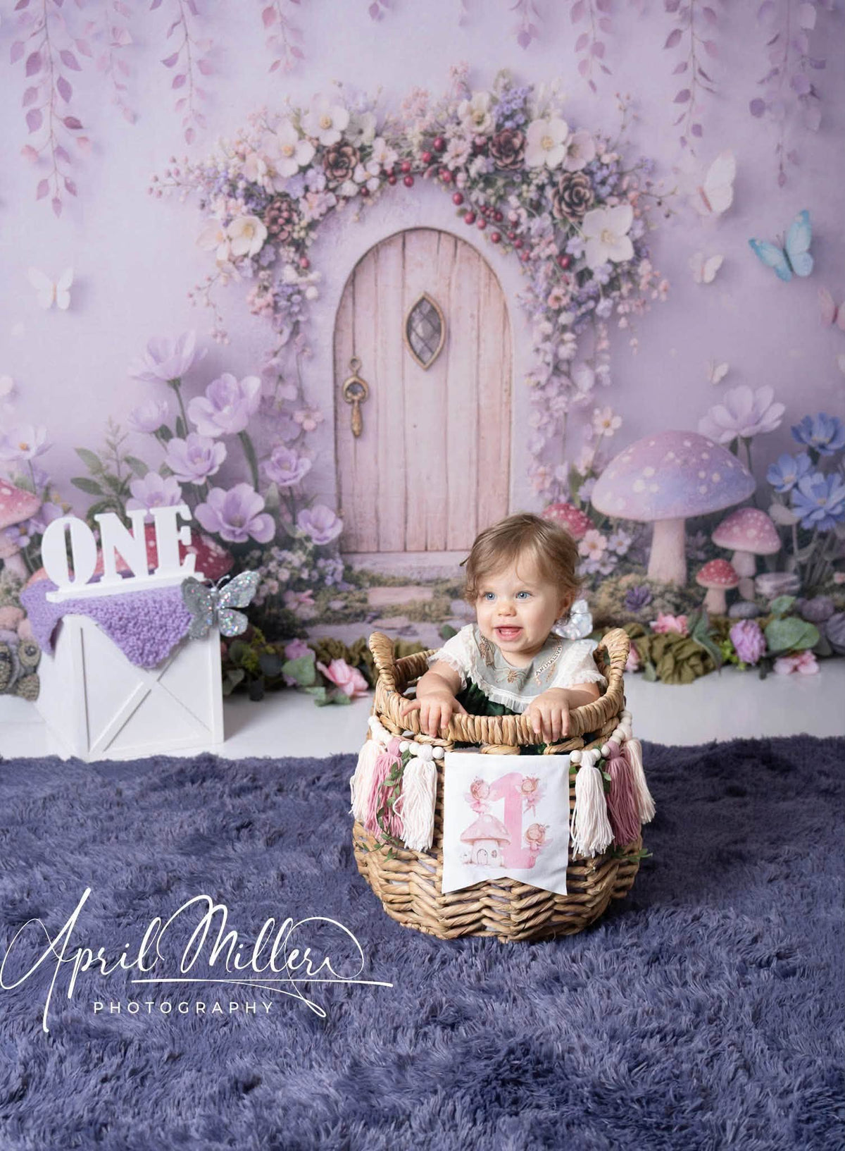 Avezano Pastel Fairy Door Mushroom Floral Photography Background