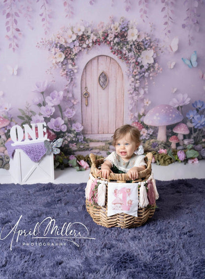 Avezano Pastel Fairy Door Mushroom Floral Photography Background