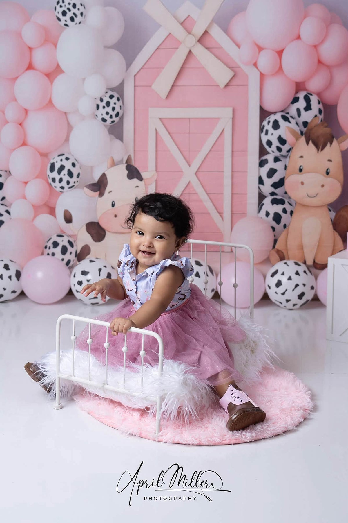 Avezano Pink Farm Birthday Backdrop Designed By Polly Ro Design