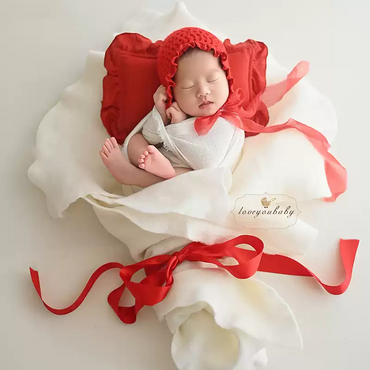 Avezano Floral Baby Wrap Photography Prop Ribbon Pillow Set