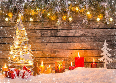 Avezano Christmas Tree and Boards Photography Backdrop Room Set