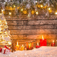 Avezano Christmas Tree and Boards Photography Backdrop Room Set