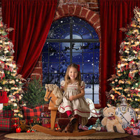 Avezano Christmas Red Velvet Curtains Photography Background
