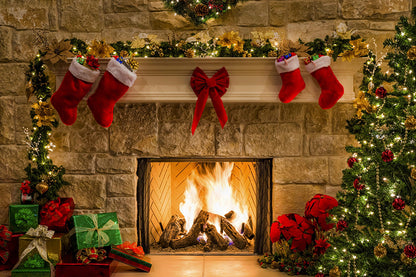 VIP Clearance Sale AvezanoIce Christmas Fireplace Photography Backdrop