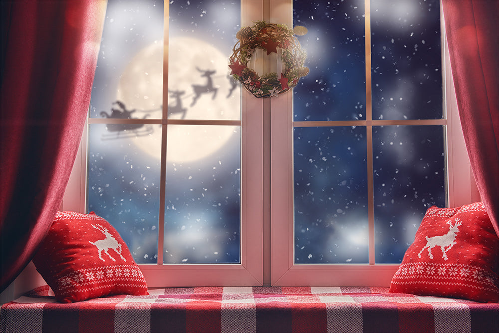 VIP Clearance Sale Avezano Christmas Window Photography Backdrop