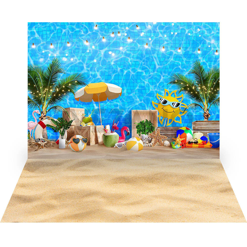 Avezano Summer Swimming pool Photography 2 pcs Set Backdrop only