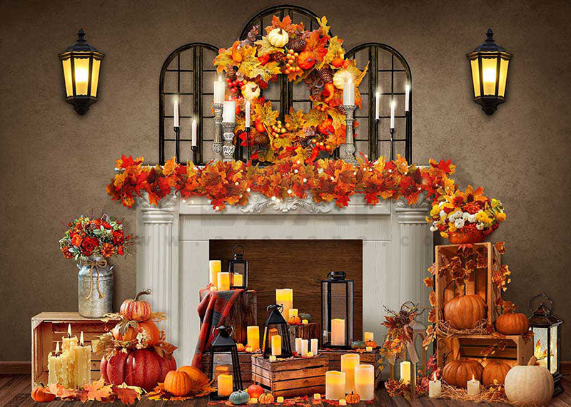 Avezano Autumn Thanksgiving Maple Leaf Photography Backdrop-AVEZANO