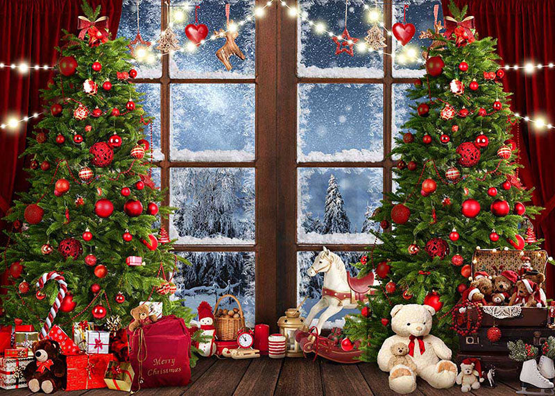 Avezano Christmas Tree Indoor Party Gifts Photography Backdrop-AVEZANO