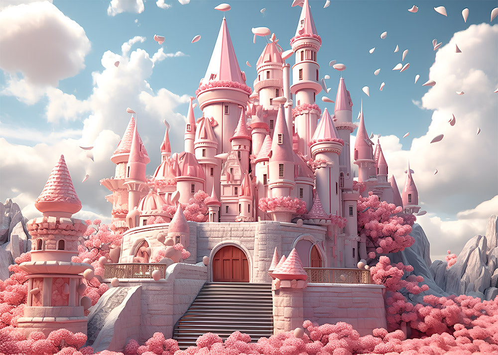Avezano Pink Castle Birthday Cake Smash Photography Background