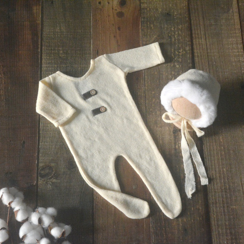 Avezano Faux Fur Newborn Hat And Romper Photography Prop