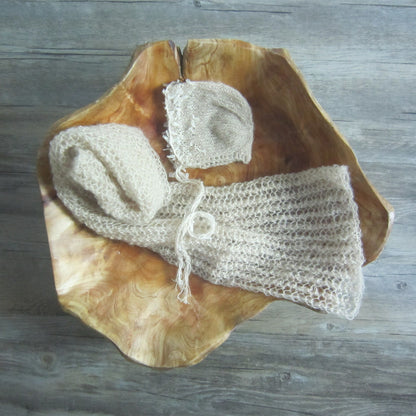 Avezano Newborn Lace Ruffled Swaddle and Hat Photography Props