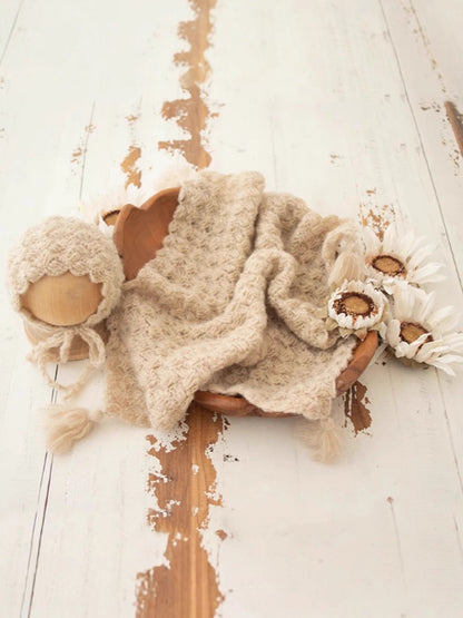 Avezano Newborn Mohair Hat and Blanket Set Photography Prop