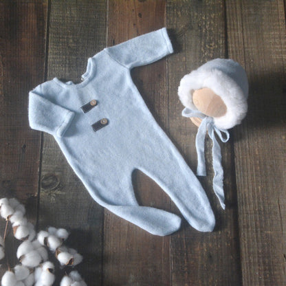 Avezano Faux Fur Newborn Hat And Romper Photography Prop