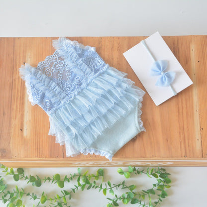 Avezano Newborn Ruffled Lace Romper Photoshoot Outfit