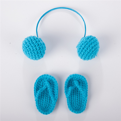 Avezano Newborn Knitted Mini Headphone and Slipper Photo Prop Set