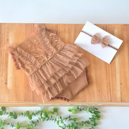 Avezano Newborn Ruffled Lace Romper Photoshoot Outfit