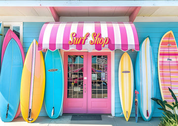 Avezano Summer Surf Board Shop Photography Backdrop