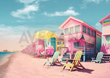 Avezano Summer Low Pixel Pink Beach Photography Backdrop-AVEZANO