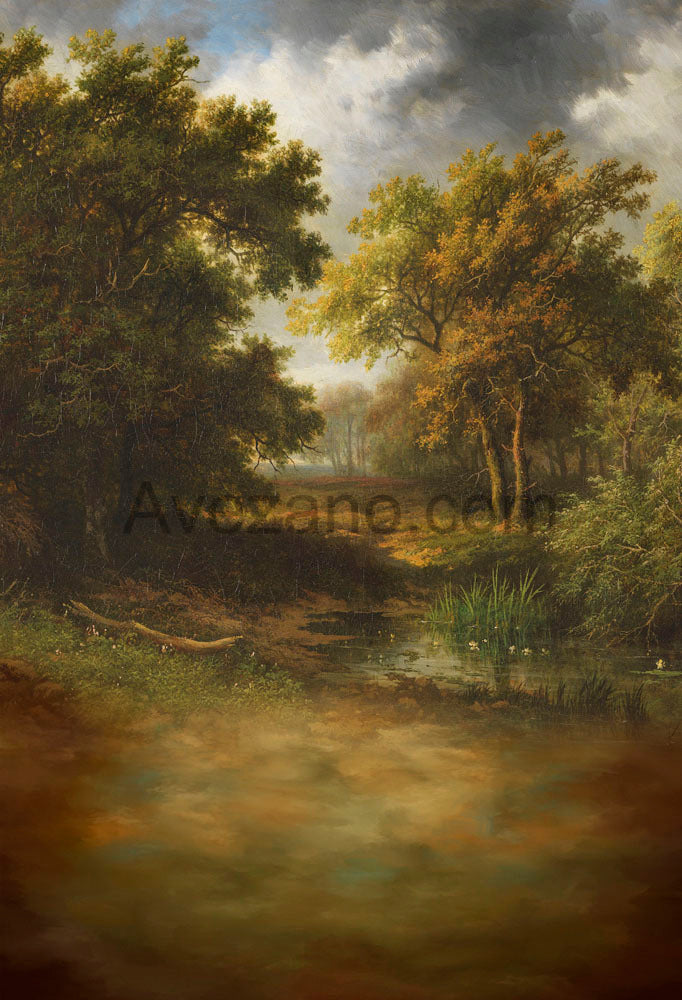 Avezano Forest Oil Painting Style Photography Backdrop-AVEZANO