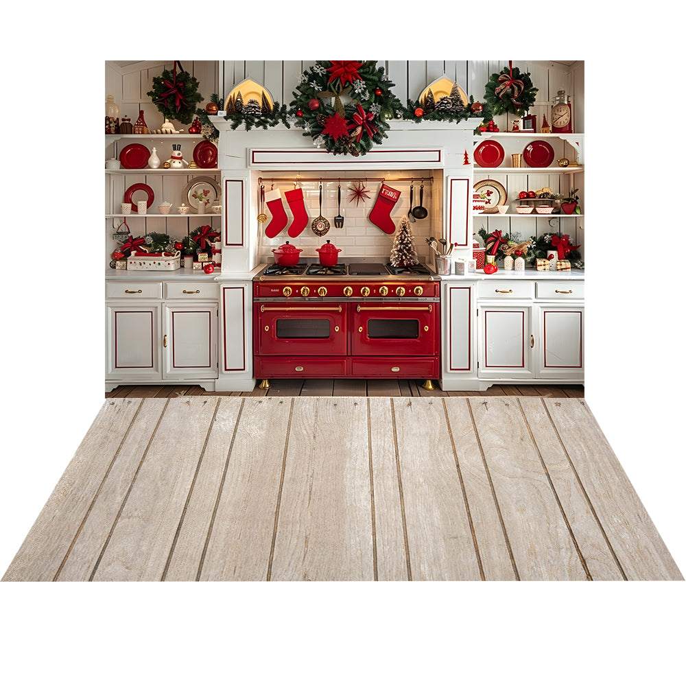 Avezano Christmas Fireplace Interior 2 pcs Set Backdrop holiday gift