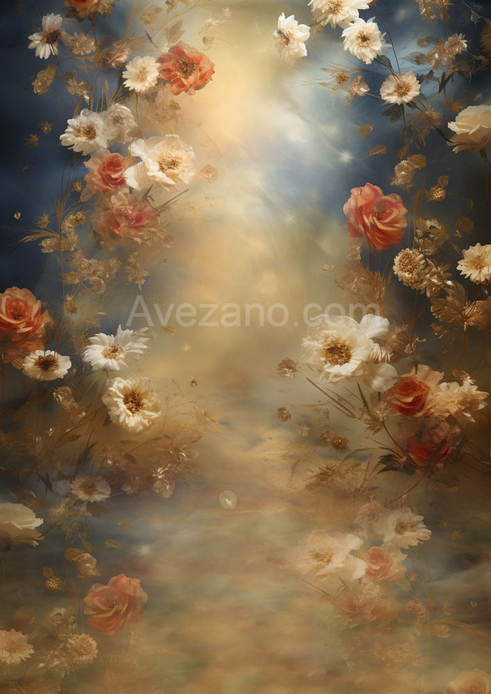 Avezano Hand Painted Flowers Pregnant Woman Photo Photography Backdrop-AVEZANO