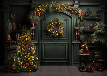 Avezano Christmas Tree and Garland Decorations Photography Backdrop