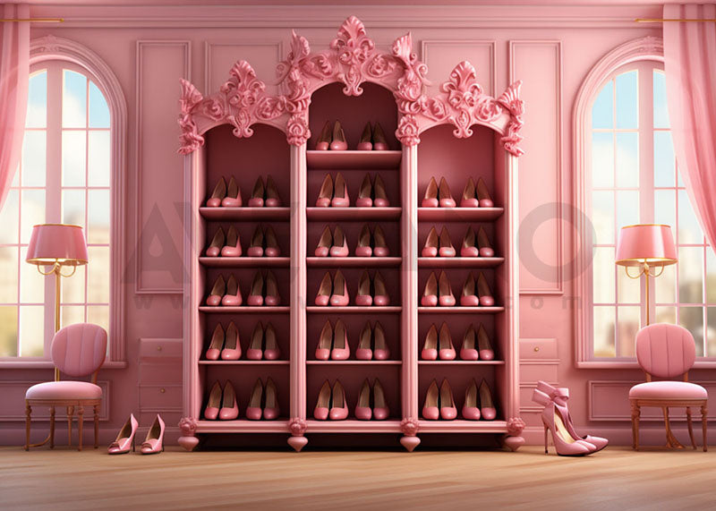Avezano Barbie Pink Cabinet High Heels Photography Background