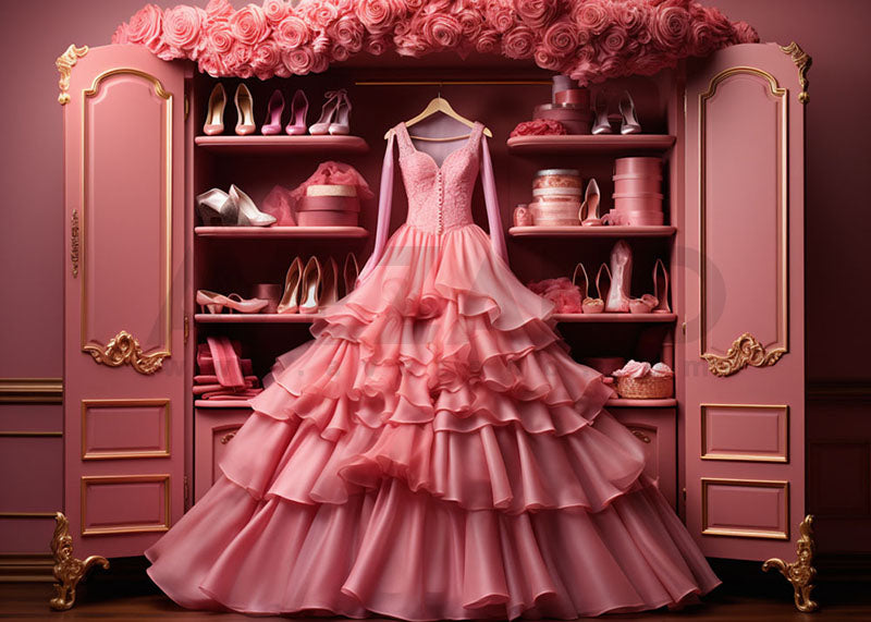 Avezano Barbie Pink Princess Dress Photography Background