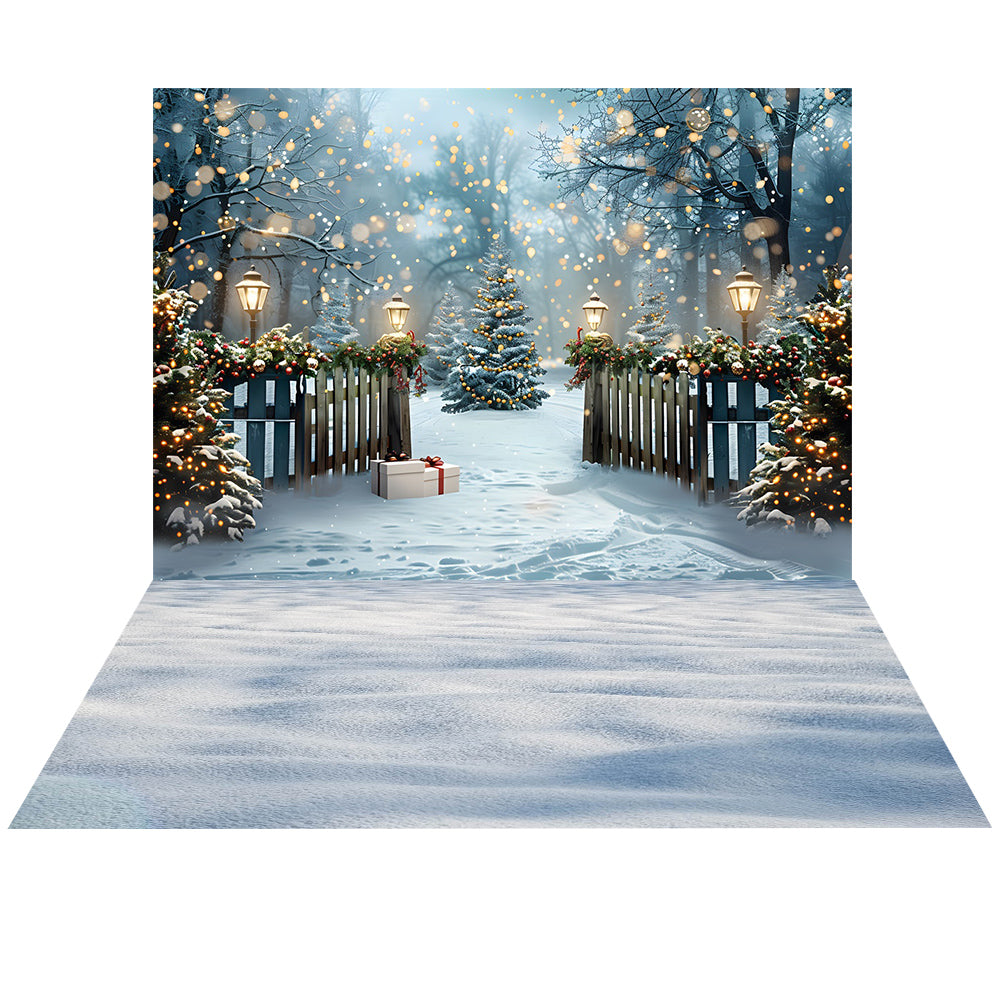 Avezano Christmas Fireplace Interior 2 pcs Set Backdrop holiday gift
