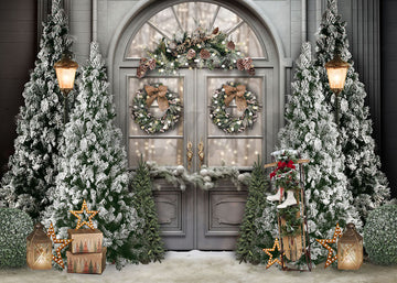 Avezano Christmas Decoration Door Photography Backdrop