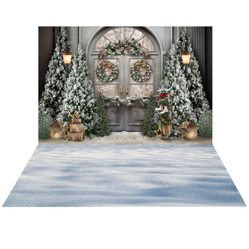 Avezano Christmas Tree and Door Decoration 2 pcs Set Backdrop