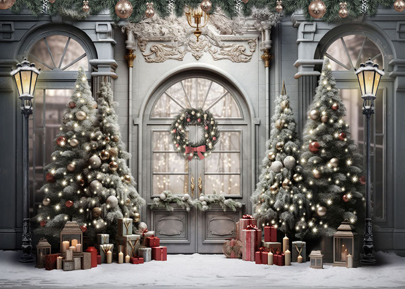 Avezano Christmas Tree Gift Door Photography Backdrop