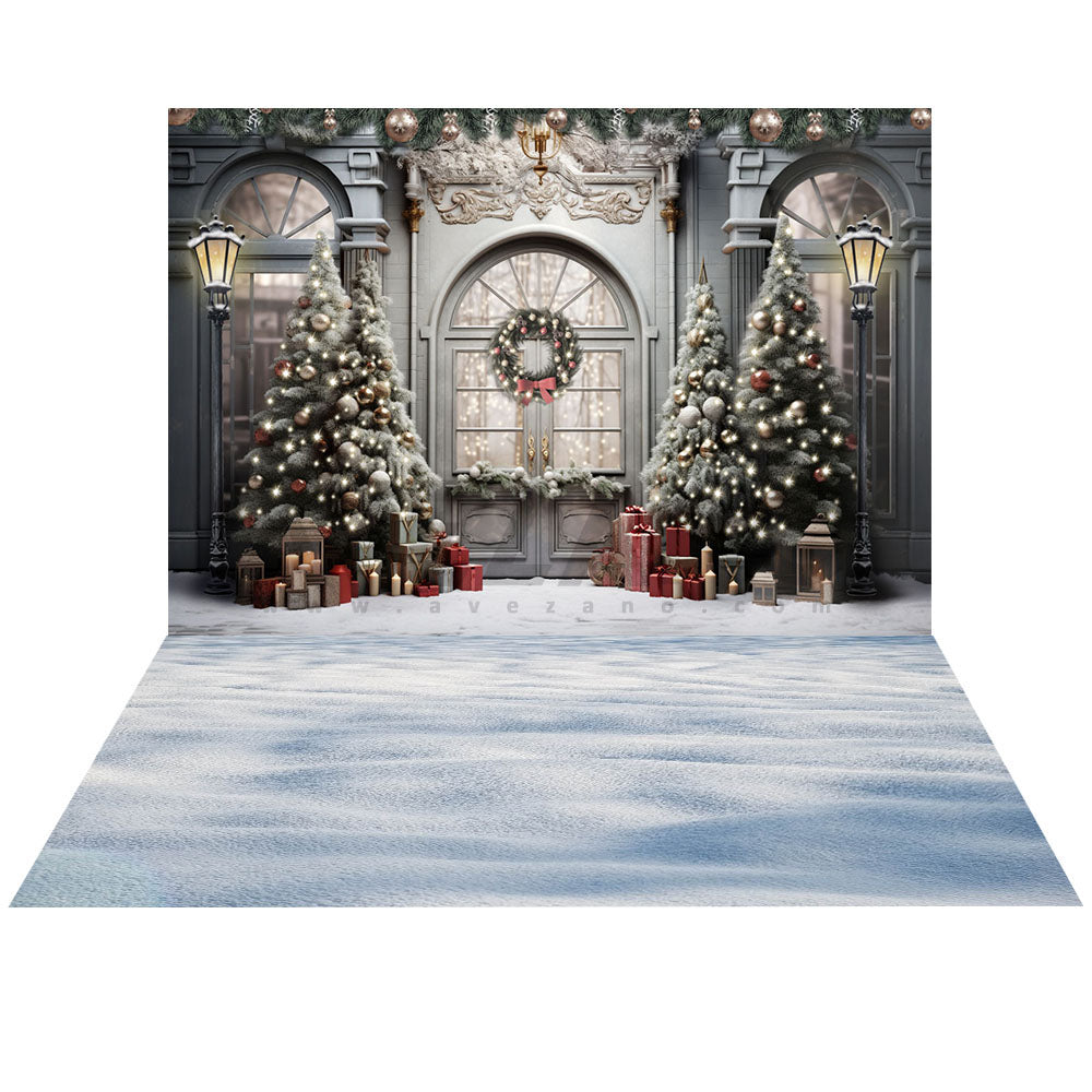 Avezano Christmas Fireplace Interior 2 pcs Set Backdrop holiday gift