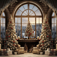 Avezano White Christmas Tree and Gift Photography Backdrop