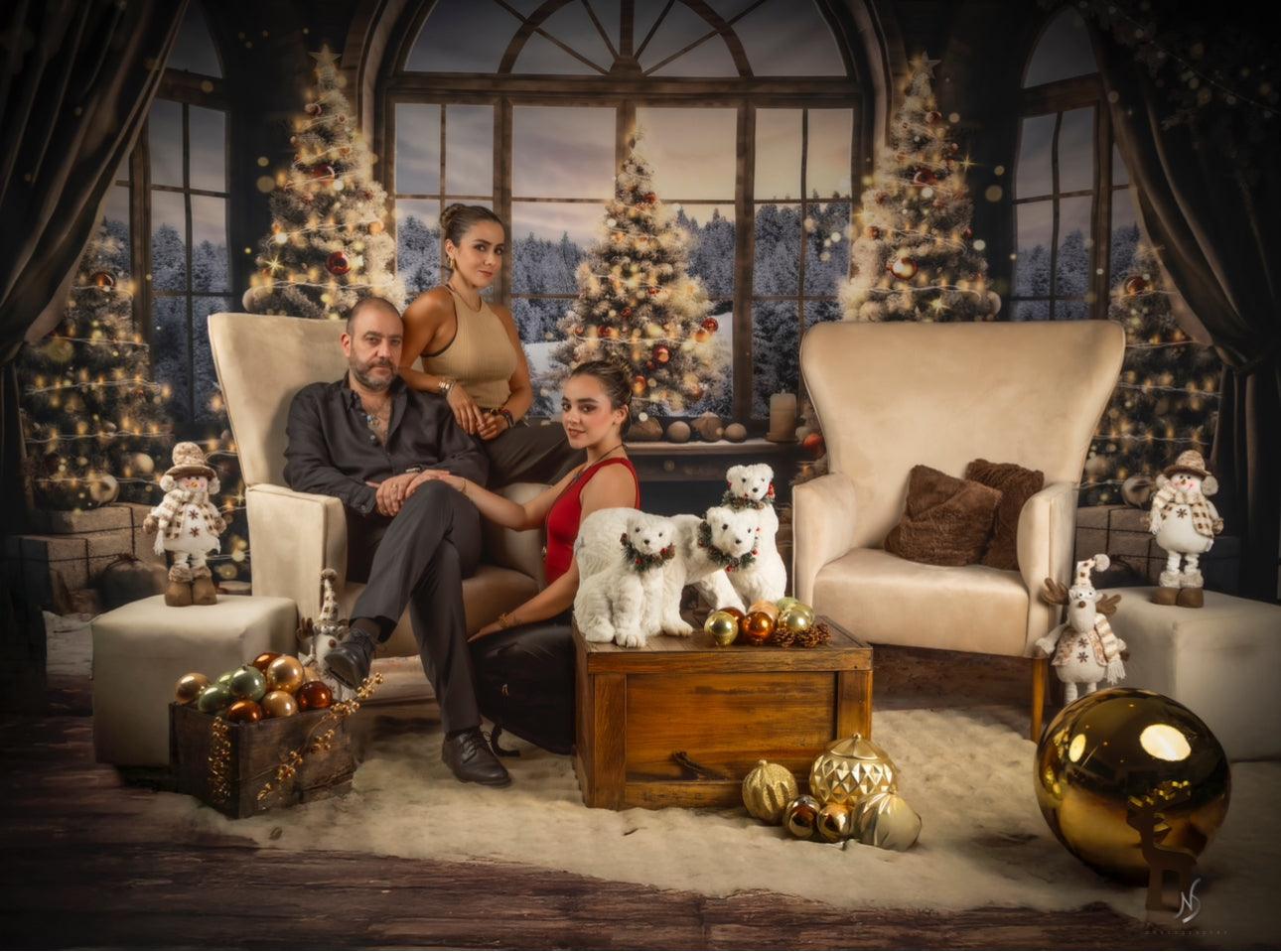 Avezano White Christmas Tree and Gift Photography Backdrop