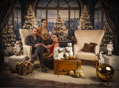 Avezano White Christmas Tree and Gift Photography Backdrop