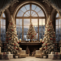 Avezano Christmas Tree Gift Window Room 2 pcs Set Backdrop