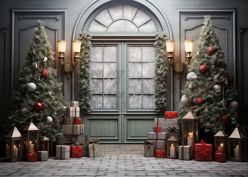 Avezano Christmas Gift Door Decoration Photography Backdrop
