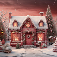 Avezano Christmas Tree Gift Red House 2 pcs Set Backdrop