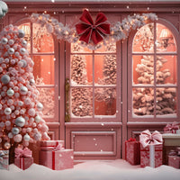 Avezano Christmas Tree Gift Pink House 2 pcs Set Backdrop
