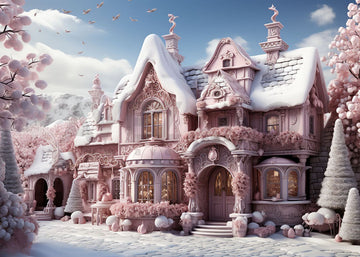 Avezano Christmas Winter Princess Pink Castle Photography Backdrop