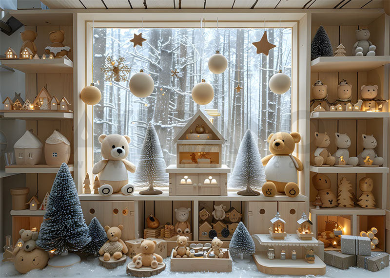 Toile de fond pour photographie de l'armoire à cadeaux de jouets de Noël d'Avezano 