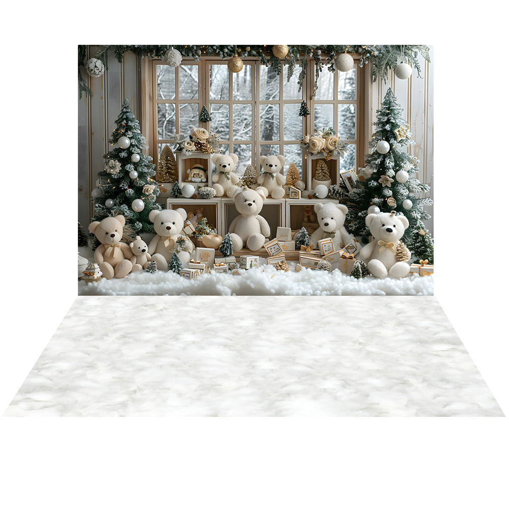 Avezano Christmas Fireplace Interior 2 pcs Set Backdrop holiday gift